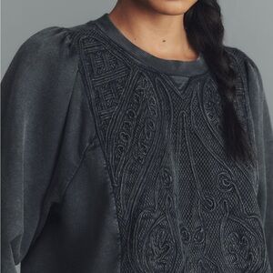 Anthropologie Pilcro Embroidered Sweatshirt Gray
